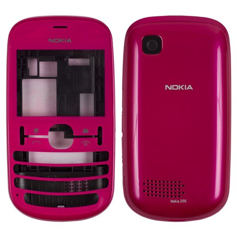 Корпус для Nokia 201 Asha, High Copy, рожевий