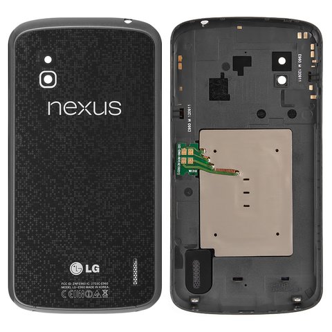 Задняя панель корпуса для LG E960 Nexus 4, черная, с компонентами