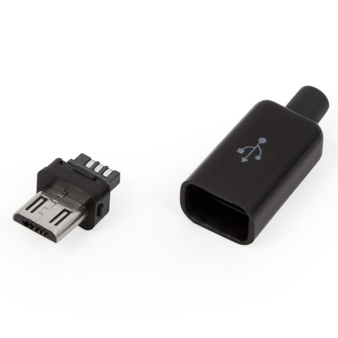 Коннектор micro USB, 5 pin, разборный , "папа", черный