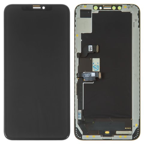 Дисплей для iPhone XS Max, чорний, з рамкою, Оригінал переклеєне скло 