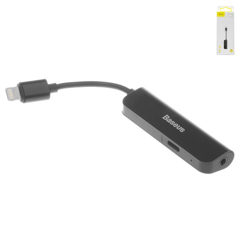 Адаптер Baseus L50, с Lightning на 3,5 мм 2 в 1, поддерживает функции микрофона, TRRS 3.5 мм, Lightning, черный, 2 A, #CALL50 01