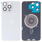 Задня панель корпуса для iPhone 15 Pro Max, біла, із склом камери, Original (PRC)