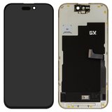 Дисплей для iPhone 15 Pro, черный, с рамкой, без микросхемы, (OLED), GX OEM hard