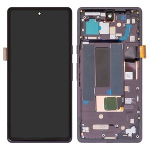 Дисплей для Google Pixel 7a, черный, с рамкой, Оригинал переклеено стекло 