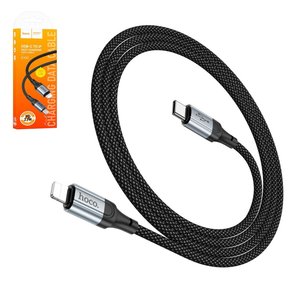 USB кабель Hoco X102, USB тип C, Lightning, 100 см, 27 Вт, черный, в нейлоновой оплетке, #6942007608749