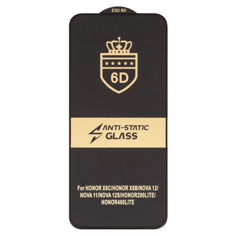 Захисне скло ESD 6D для Huawei Honor 200 Lite, Honor X8b, сумісне з чохлом, Full Glue, Anti Static, без упаковки , чорний