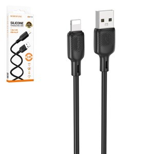 USB кабель Borofone BX113, USB тип A, Lightning, 100 см, 2,4 А, чорний, #6941991115394