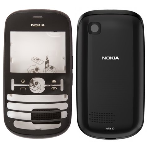 Housing compatible with Nokia 201 Asha, High Copy, black 