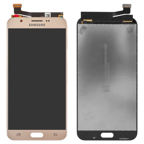 LCD compatible with Samsung J727V Galaxy J7 V, golden, without frame, Original PRC  