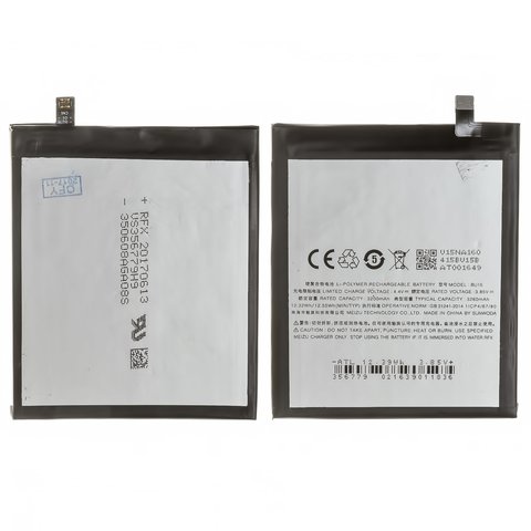 Batería BU15 puede usarse con Meizu U20, Li Polymer, 3.85 V, 3260 mAh, Original PRC 
