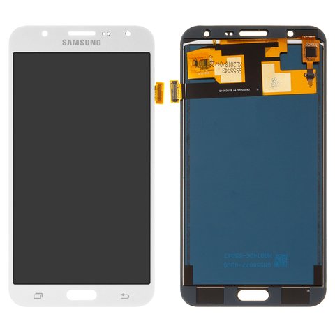 LCD compatible with Samsung J700 Galaxy J7, white, without adjustment of light, without frame, Copy, TFT  