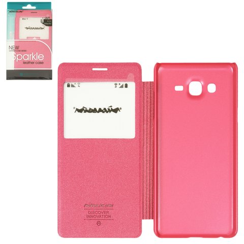 Case Nillkin Sparkle laser case compatible with Samsung G600FY  Galaxy On7, pink, flip, PU leather, plastic  #6902048110090