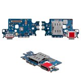 Flat Cable compatible with Samsung S906B Galaxy S22 Plus 5G, (charge connector, with SIM-connector, with microphone, Original (PRC), charging board)