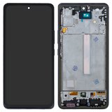 LCD compatible with Samsung A536 Galaxy A53 5G, (black, with frame, High Copy, original LCD size, (OLED))