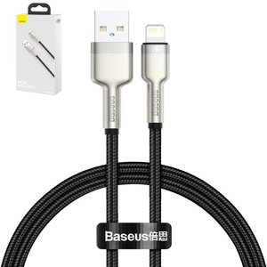 Cable USB Baseus Cafule Series Metal, USB tipo A, Lightning, 100 cm, 2.4 A, negro, con revestimiento de nylon, #CALJK A01