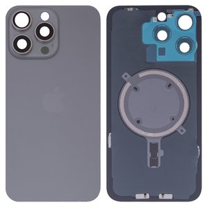 Задняя панель корпуса для iPhone 15 Pro Max, серая, со стеклом камеры, HC, natural titanium