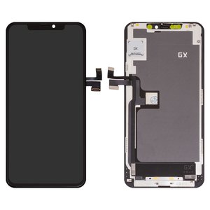 Pantalla LCD puede usarse con iPhone 11 Pro Max, negro, con marco, AAA, TFT , GX