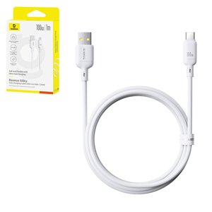 Cable USB Baseus Silky, USB tipo A, USB tipo C, 100 cm, 100 W, blanco, de silicona, #P10377703213 00