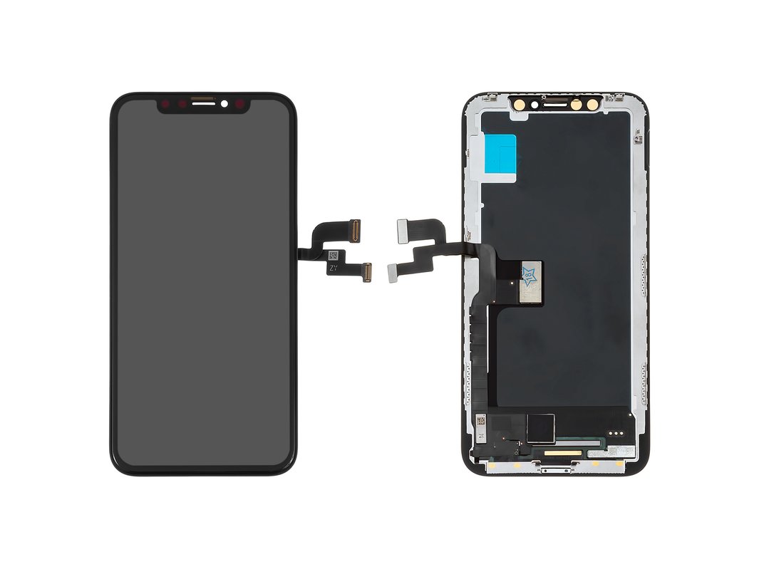 LCD compatible with Apple iPhone X, (black, with frame, HC, (OLED 