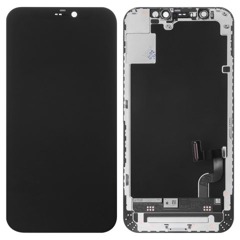 LCD compatible with iPhone 12 mini, black, with frame, PRC, with camera and proximity sensor plastics 