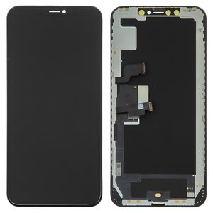 LCD compatible with iPhone XS Max, black, with frame, Original PRC , Self welded OEM 