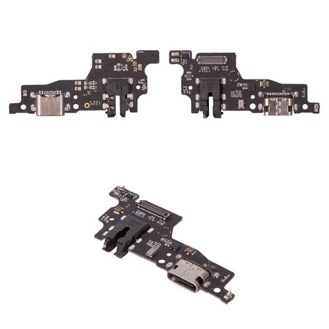 Flat Cable compatible with ZTE Blade V40, headphone connector, charge connector, with microphone, with components, High Copy, charging board