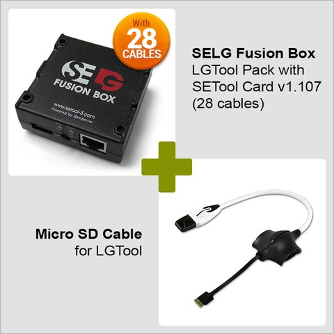 Caja SELG Fusion Box  con tarjeta  SE Tool  v1.107 y juego de cables estándar 28 cables  + cable Micro SD para LGTool