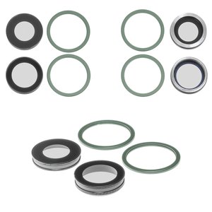 Vidrio de cámara puede usarse con iPhone 12, verde, con marcos, juego de 2 uds.