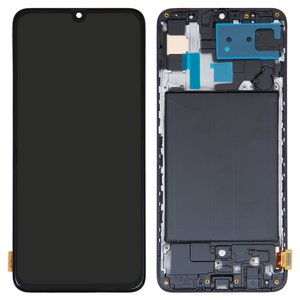 Pantalla LCD puede usarse con Samsung A705 Galaxy A70, A705F DS Galaxy A70, negro, con marco, High Copy, original LCD size, OLED 