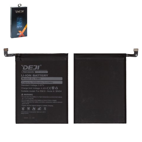 Batería Deji BN54 puede usarse con Xiaomi Poco M2, Redmi 10X 4G, Redmi 9, Redmi Note 9, Li ion, 3.87 V, 5020 mAh