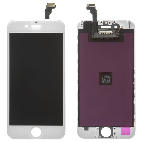 Дисплей для iPhone 6, белый, с рамкой, переклеено стекло
