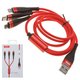 Універсальний USB-кабель XO NB50, для зарядки телефону, в нейлоновому обплетенні, 3 в 1, червоний, USB тип-C, micro-USB тип-B, Lightning, 2,4 А