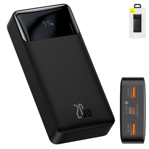 Power bank Baseus Bipow Digital, 20000 мАч, 20 Вт, черный, Quick Charge, #PPDML M01 PPBD050501