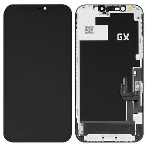 Дисплей для iPhone 12, iPhone 12 Pro, черный, с рамкой, HC, OLED , GX OEM hard