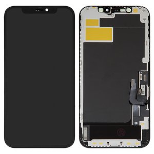 Дисплей для iPhone 12, iPhone 12 Pro, чорний, з рамкою, High Copy, OLED , XY OEM soft