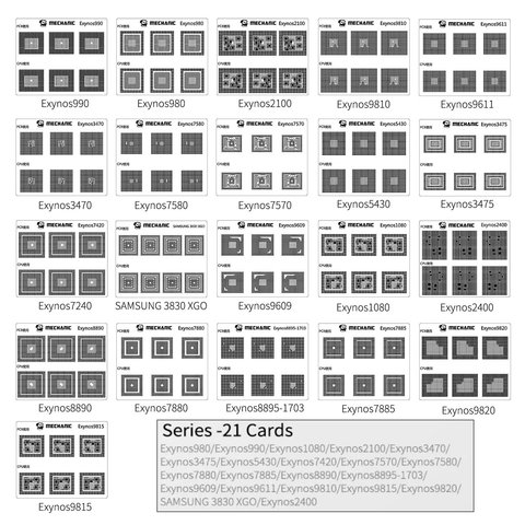 BGA трафарет Mechanic COM80 21, для ремонту відпаяних контактів