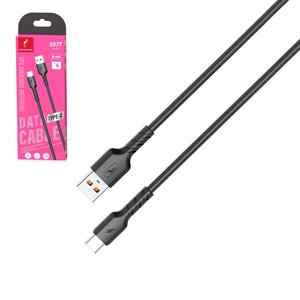 USB кабель SkyDolphin S07T TPE High Elastic Line, USB тип C, USB тип A, 100 см, 2,4 А, чорний