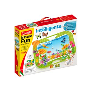 Набір для занять мозаїкою Quercetti фішки 5 10 15 20 мм 300 шт.  + дошка 28×20 